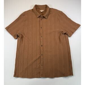 Carbon2Cobalt Textured Button Front Shirt XL Rust Cotton